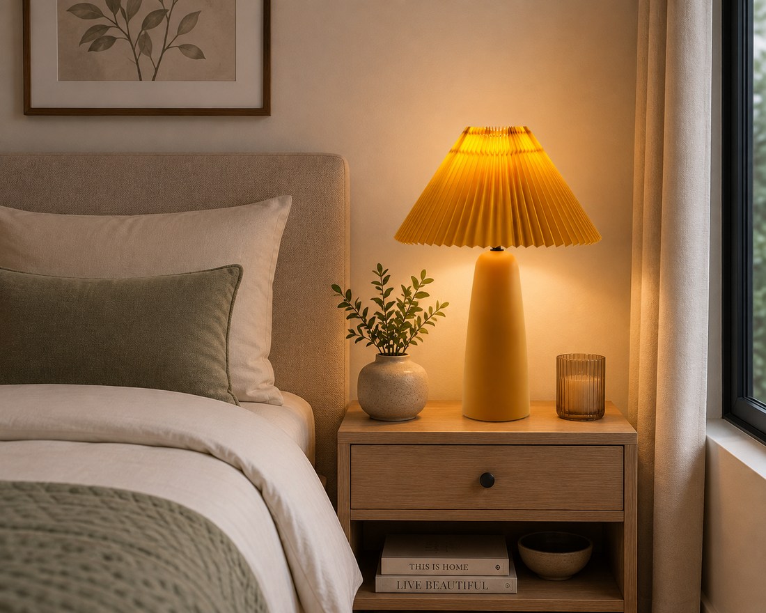 The Very Collection Ochre Ceramic Table Lamp – Warm & Stylish Lighting for Every Room