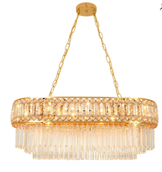 JASYA 8-Light Real Crystal Chandelier | Gold Tiered Ceiling Fixture