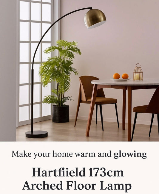 Teamson Home Arquer 173cm Arc Floor Lamp – Black Marble Base & Antique Brass Shade | Mid-Century Modern Lighting for Living Room, Bedroom, Office
Our Price: £62.50 — Market Price: £124.99