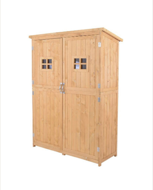 Outsunny Outdoor Wooden Garden Storage Shed – Weather-Resistant Tool Cabinet with Shelves (50 x 127.5 x 164 cm)