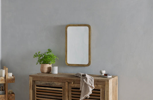 Nkuku Ungura Mirror – Small Antique Brass Wall Mirror | Handcrafted Aluminium & Glass