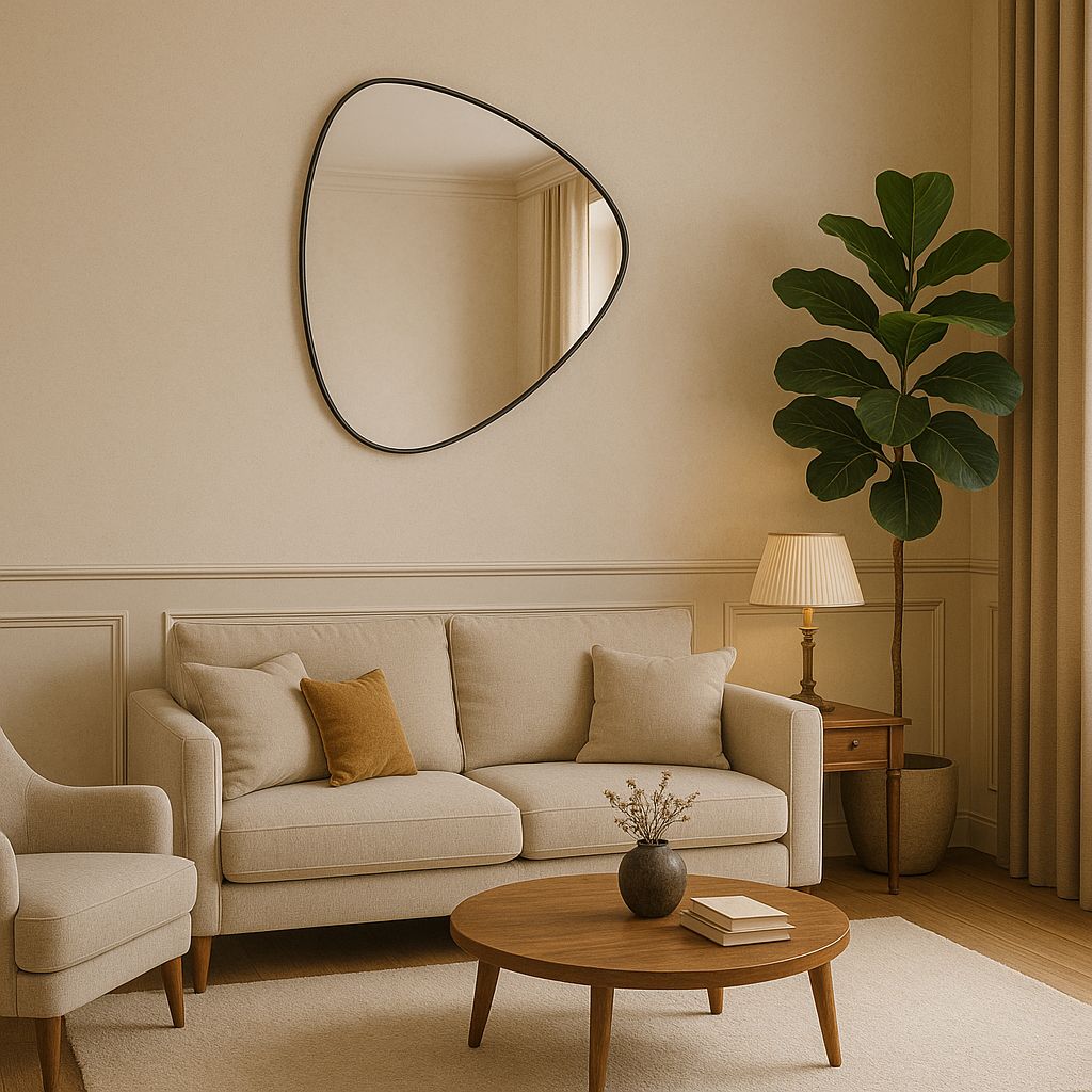 Dover Organic Black Wall Mirror – 75x85 cm | Modern Freeform Iron Frame | Contemporary Statement Home Décor