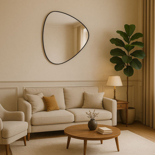 Dover Organic Black Wall Mirror – 75x85 cm | Modern Freeform Iron Frame | Contemporary Statement Home Décor