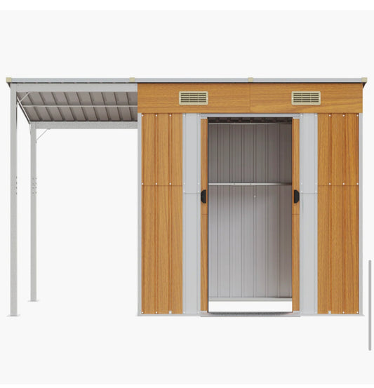 Broghin Garden Shed with Extended Roof – Galvanised Steel Outdoor Storage Shed