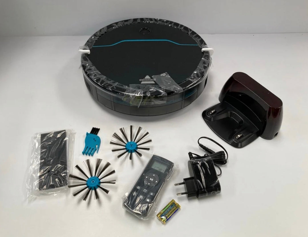 BISSELL EV675 Robot Vacuum Cleaner | 100min Runtime, Pet Hair, Hard Floors & Carpets, Auto Recharge + Remote Control – Black/Teal