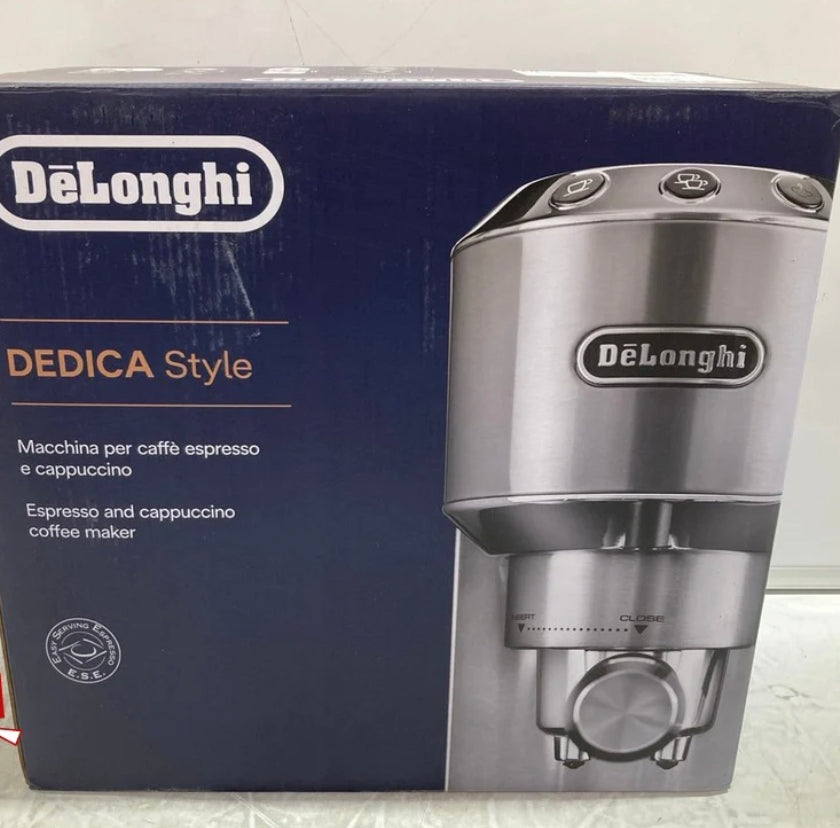 De'Longhi Dedica Style EC685M Espresso Machine | Traditional Pump Coffee & Cappuccino Maker with Milk Frother – Silver (Pre-Owned, Excellent Condition)