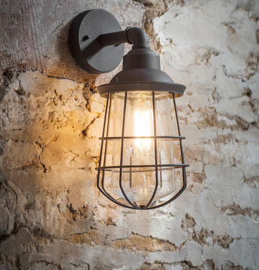 Finsbury Wall Light – Charcoal Aluminium – Industrial Outdoor & Bathroom Lighting