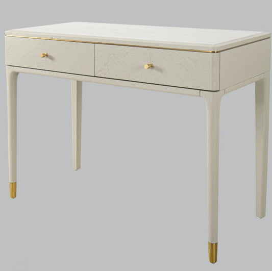 RV Astley Vancent Dressing Table – Off-White & Brass | 2 Drawers | £580