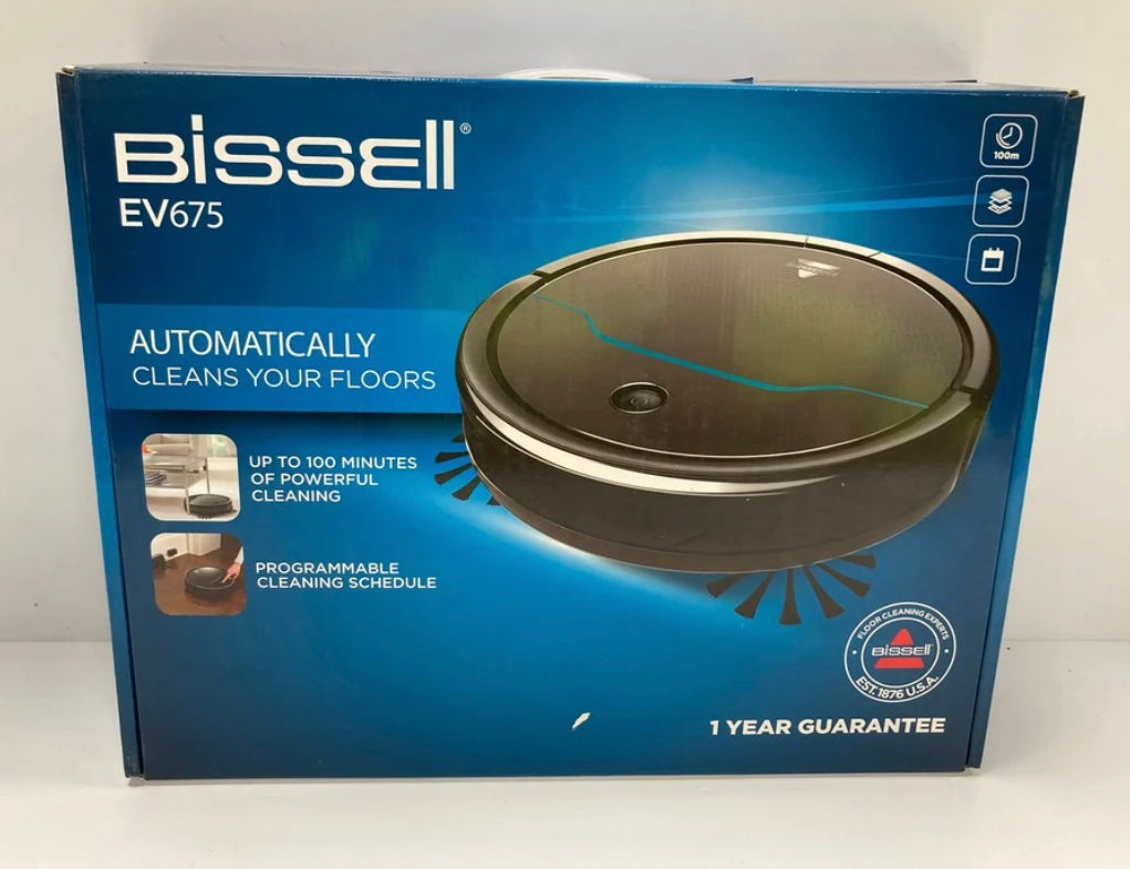 BISSELL EV675 Robot Vacuum Cleaner | 100min Runtime, Pet Hair, Hard Floors & Carpets, Auto Recharge + Remote Control – Black/Teal