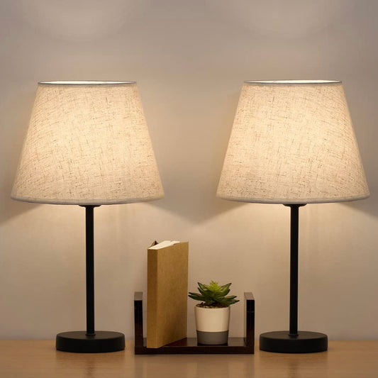 LIANTRAL Modern Bedside Lamps Set of 2 – Creamy/Black – Small Table Lamps with Linen Fabric Shades & Metal Base
Perfect for Bedrooms, Living Rooms & Offices | E27 Bulb Compatible