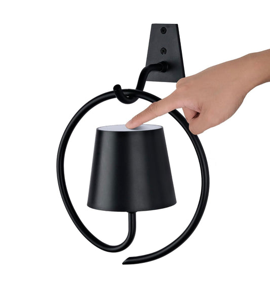 Faithorse Battery Operated Wall Lights – Rechargeable, Dimmable, 3 Color Temperatures, IP54 Waterproof Wall Sconce (Black)