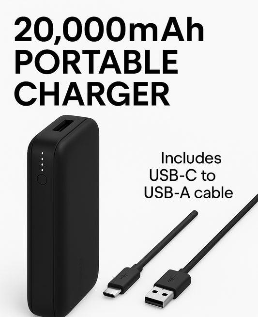 Belkin 20000mAh USB C Power Bank 3-Port Fast Charger iPhone, Galaxy, Pixel, iPad