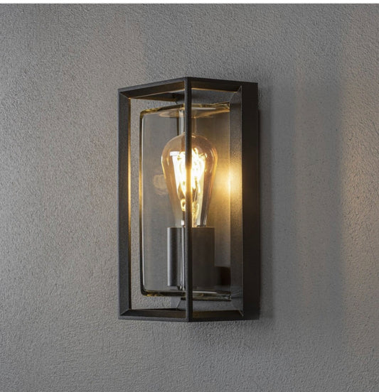 Brindisi Modern Outdoor Wall Light – Matt Black IP54 | E27 | £70