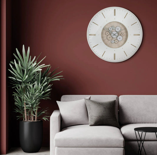 THOMAS KENT 21" (53cm) Metal Wall Clock | White Finish | Mechanical Cog Design

Market Price: £219.99 | Our Price: £119.99