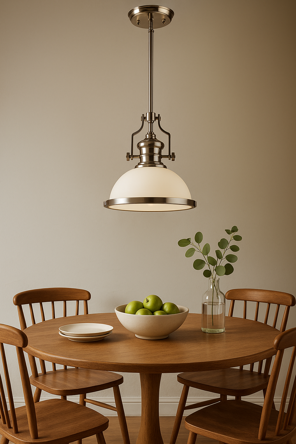 ELK Chadwick polished nickel pendant light styled above a modern kitchen