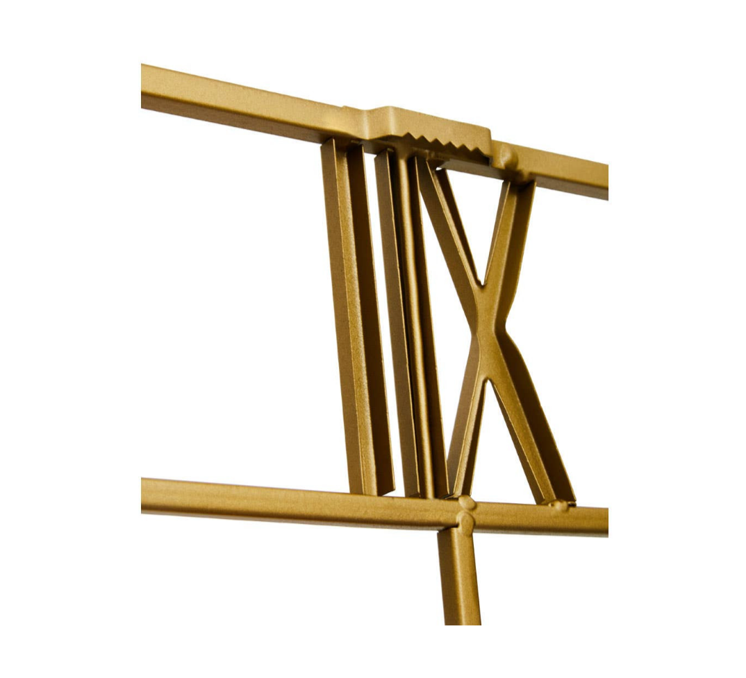 Close-up of the Roman numeral detail on the Kent Small Gold Finish Square Wall Clock featuring a luxury gold metal frame by Fifty Five South.