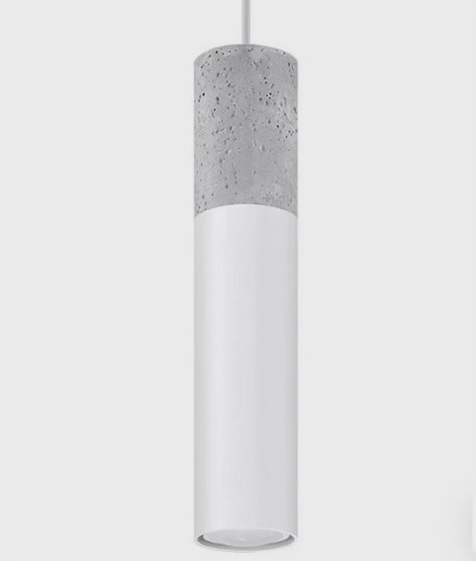 Sollux Borgio 1 Pendant Lamp – Modern White & Grey Concrete Steel Ceiling Light for Living Room, Kitchen, Bedroom