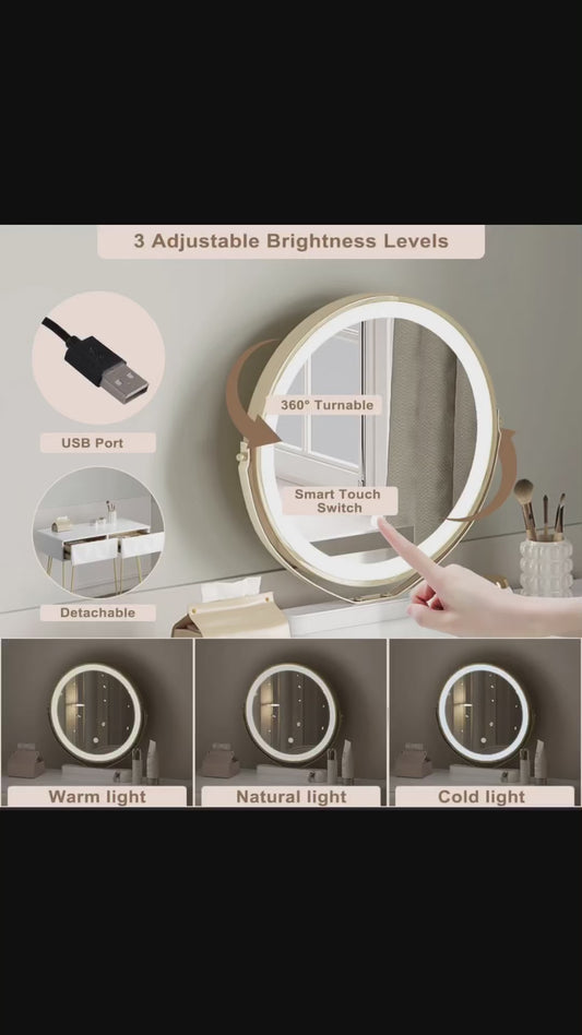 Appingedam Dressing Table with LED Mirror & Stool – Fairmont Park