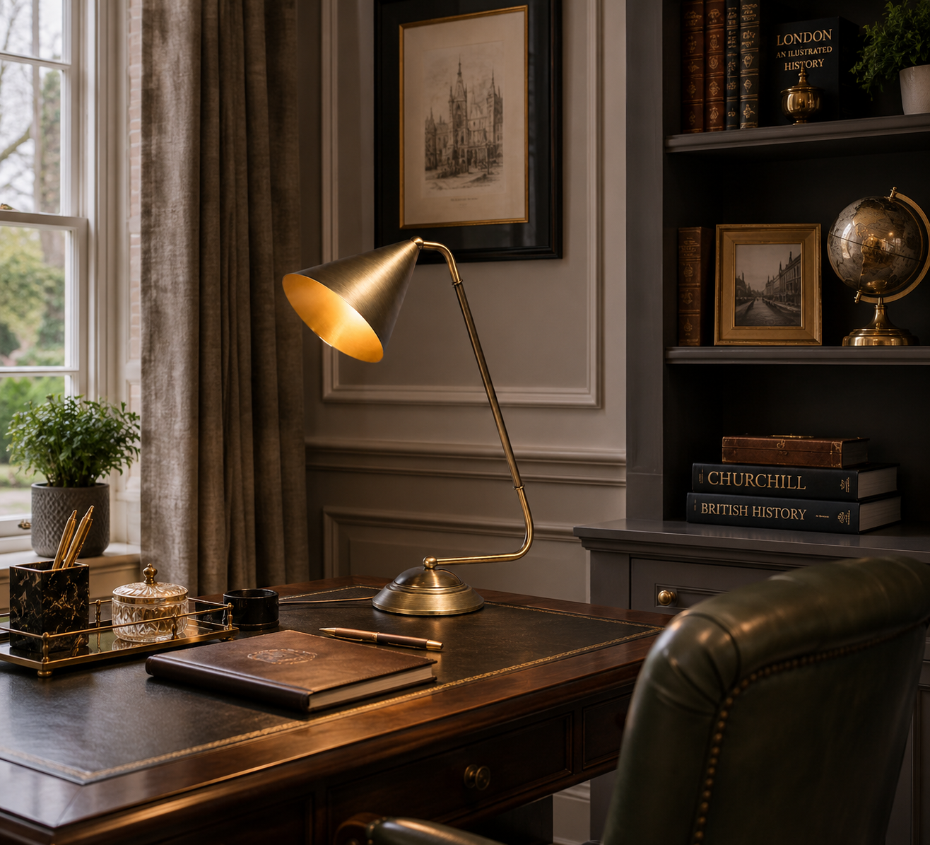 RV Astley Camone Antique Brass Table Lamp | Luxury E14 Desk Lamp