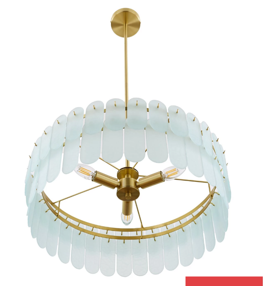 Very Home Glass Oval Chandelier | Modern 3 Light Frosted Glass Ceiling Light
