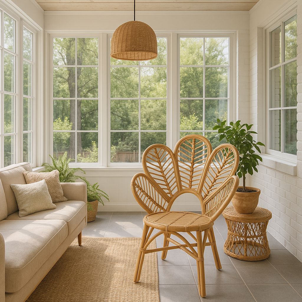 Bali & Pari Eliava Natural Rattan Flower Accent Chair – Natural Brown