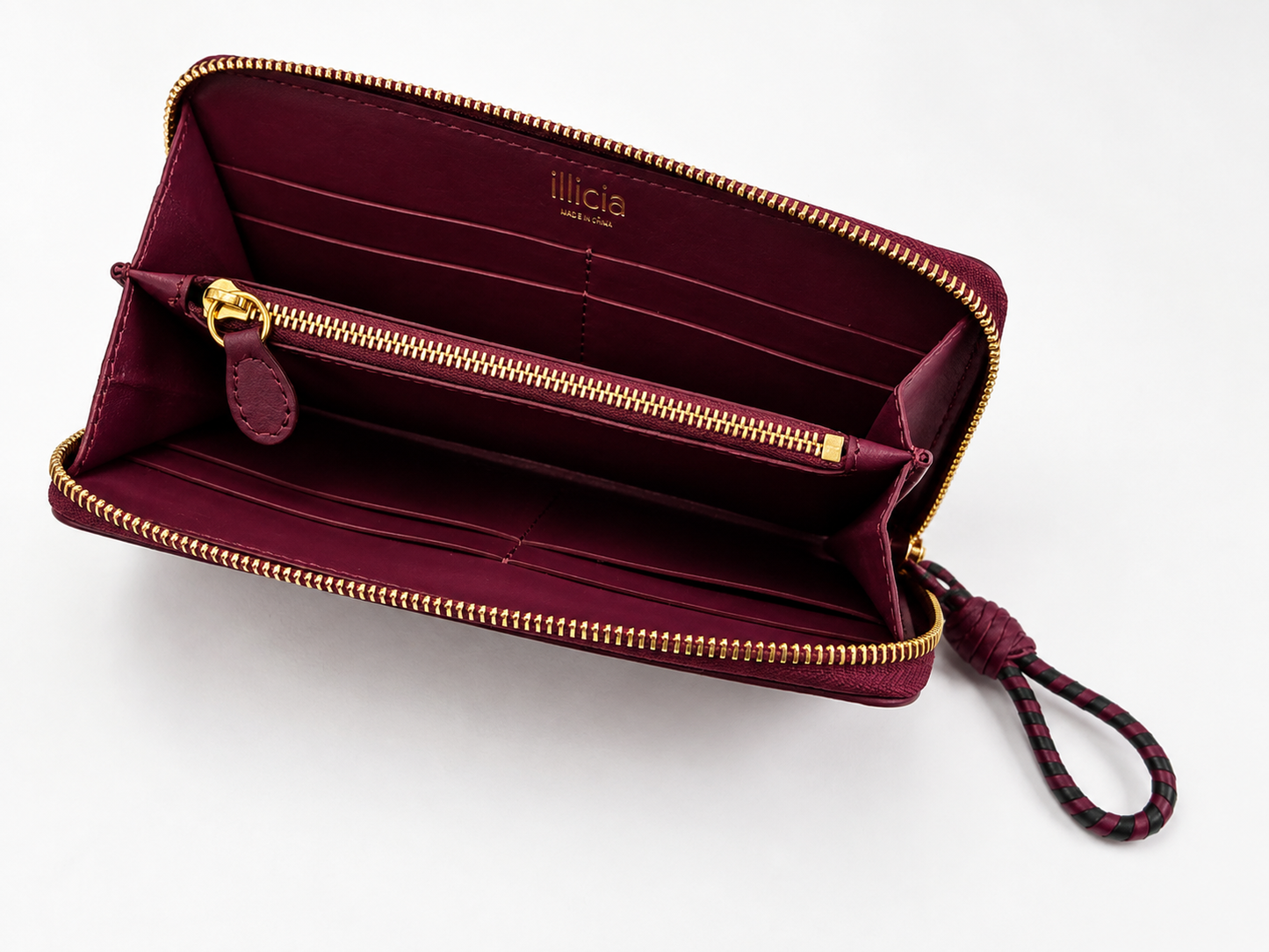 Illicia London Nappa Leather Zip Around Wallet Burgundy Made in Italy BNIB Gift