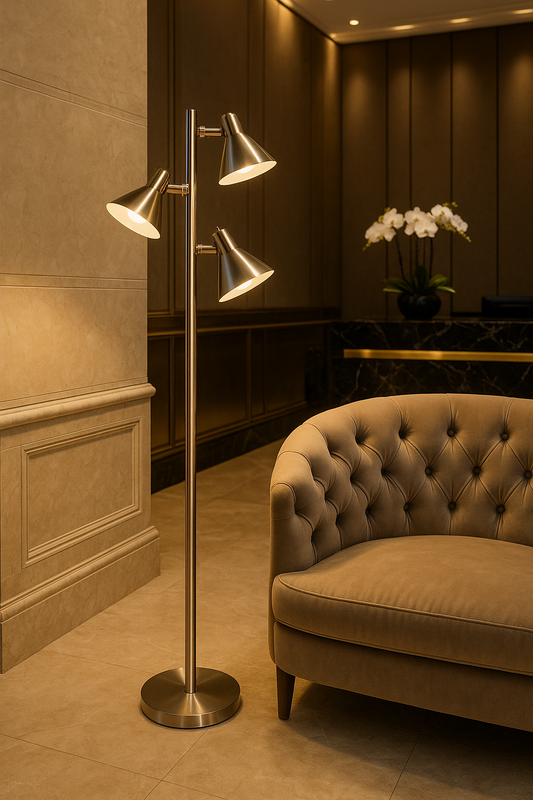 Floor Lamp – Elk Home Loman 65" Satin Nickel 3-Light Tree Style with Adjustable Shades
