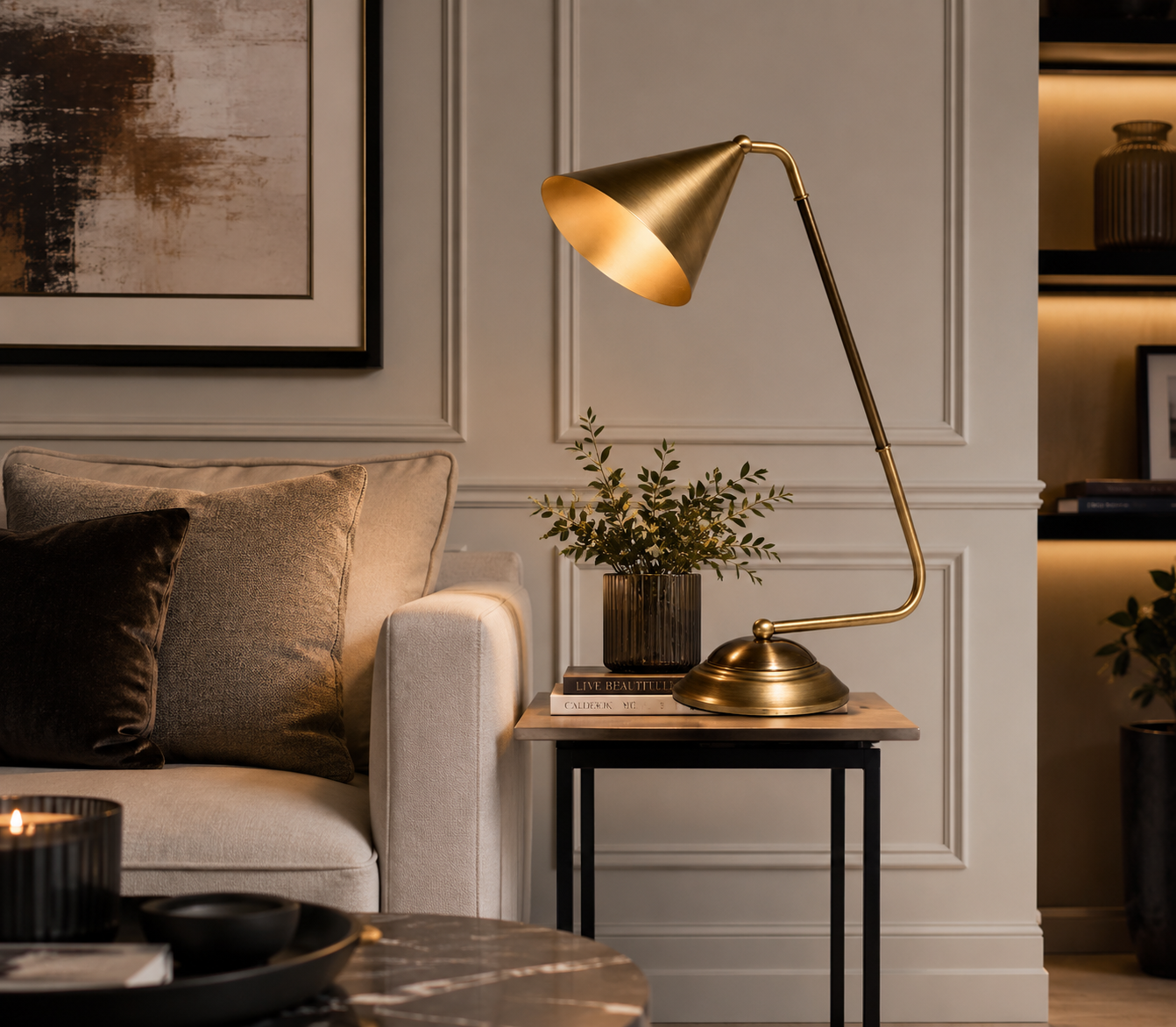 RV Astley Camone Antique Brass Table Lamp | Luxury E14 Desk Lamp