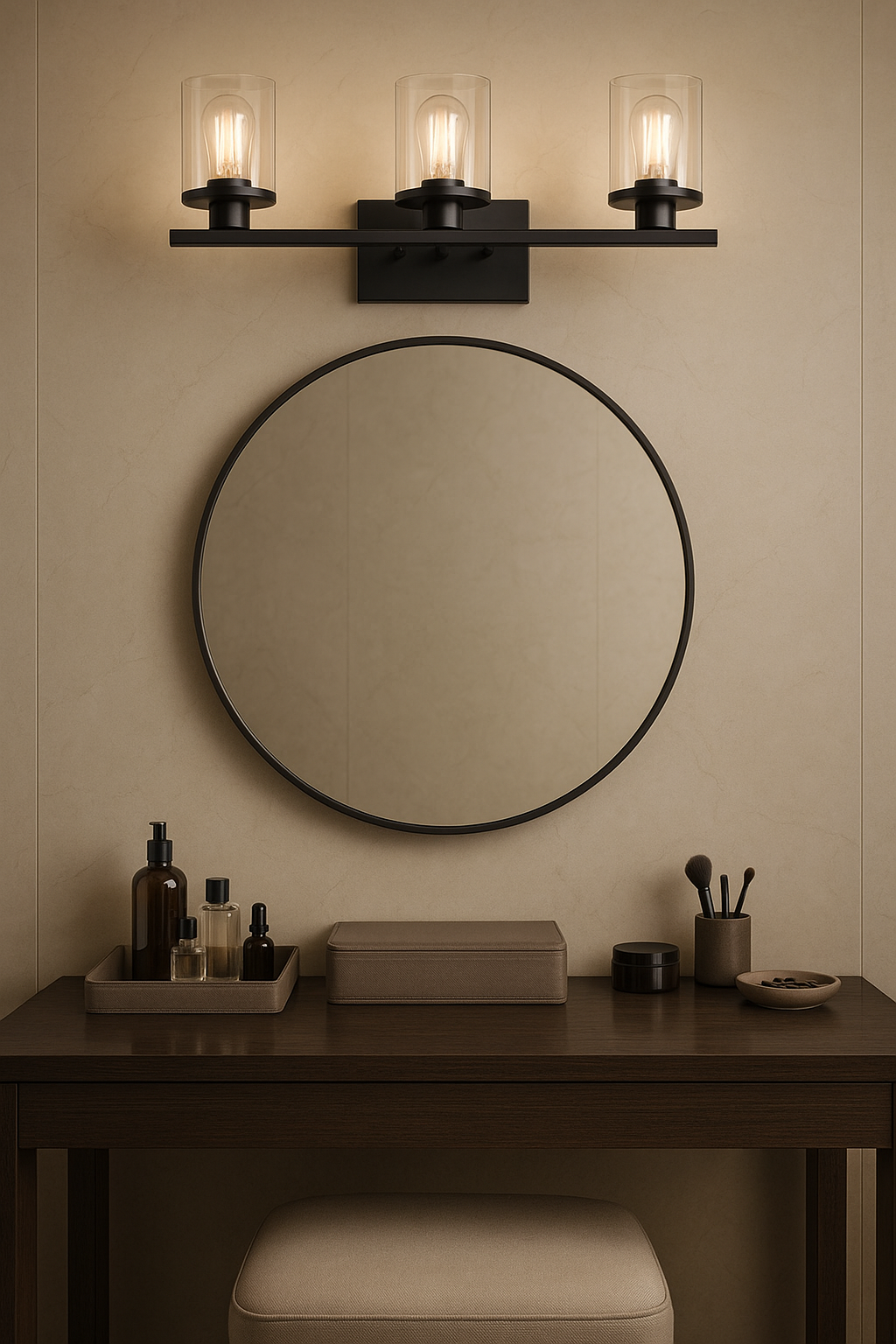 Breakwater Bay Belhaven 3-Light Black Bathroom Vanity Wall Light Dimmable Fixture