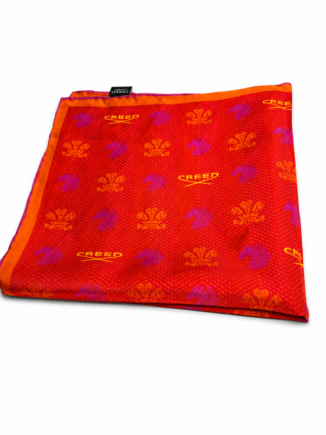 House of Creed 100% Silk Scarf – Red Orange Purple Luxury Accessory
