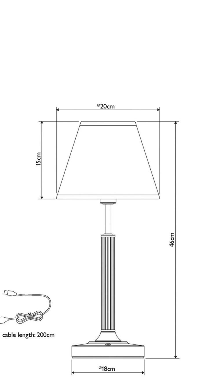 John Lewis Baily Large Rechargeable Brass Table Lamp – Cordless LED Touch Control
