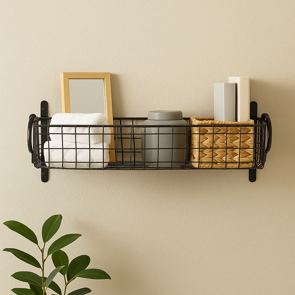 Garden Trading Wirework Basket Shelf – Medium (H12 × W53 × D18.5 cm) – Lily Black