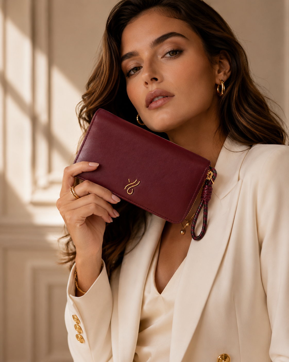Illicia London Nappa Leather Zip Around Wallet Burgundy Made in Italy BNIB Gift