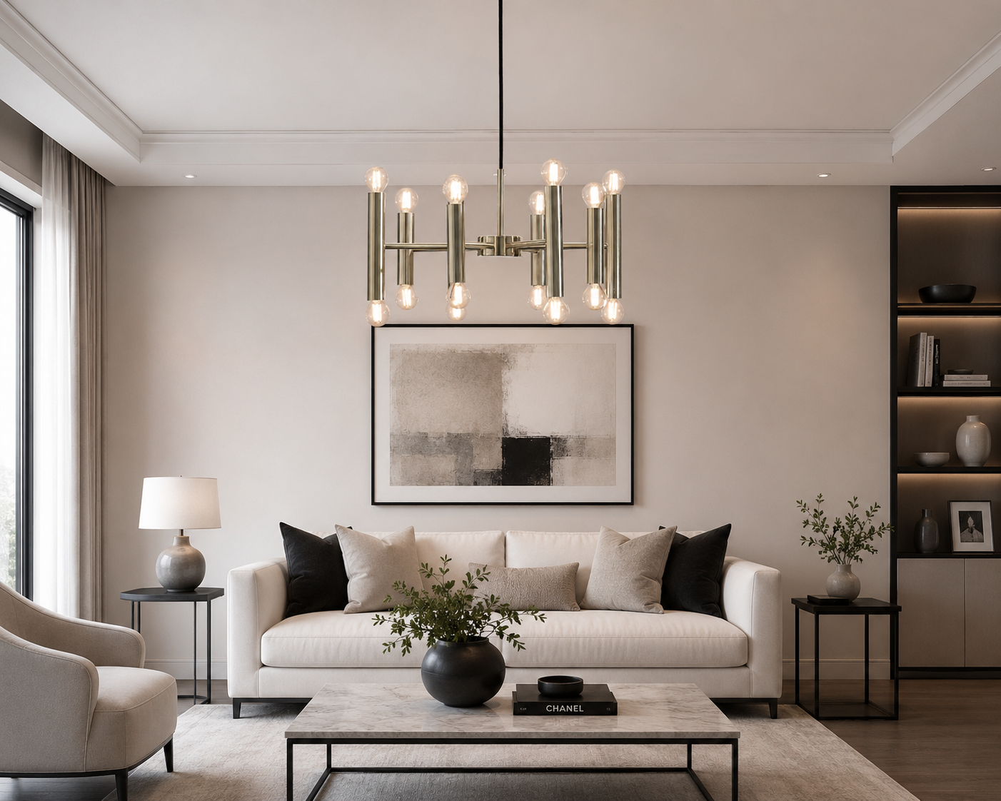 MADE.COM Brass Bell Chandelier Ceiling Light – 16 Light Brass Pendant