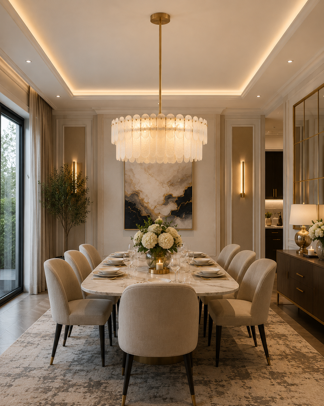 Very Home Glass Oval Chandelier | Modern 3 Light Frosted Glass Ceiling Light