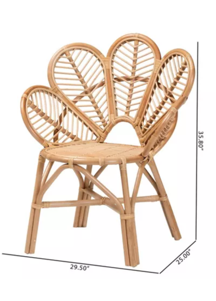 Bali & Pari Eliava Natural Rattan Flower Accent Chair – Natural Brown