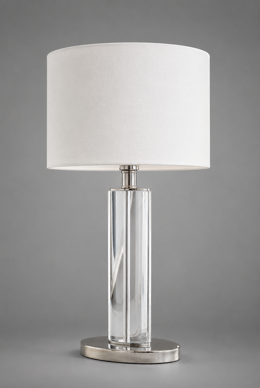 RV Astley Lisle Nickel Crystal Glass Table Lamp with Opal Shade