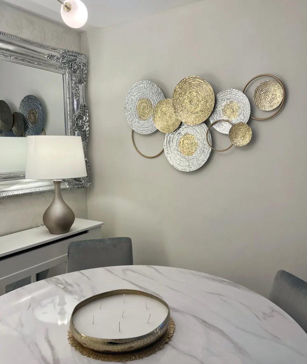 Luxury Wall Decor VANADIUM Metal Art – 60 cm Gold & Silver Handmade