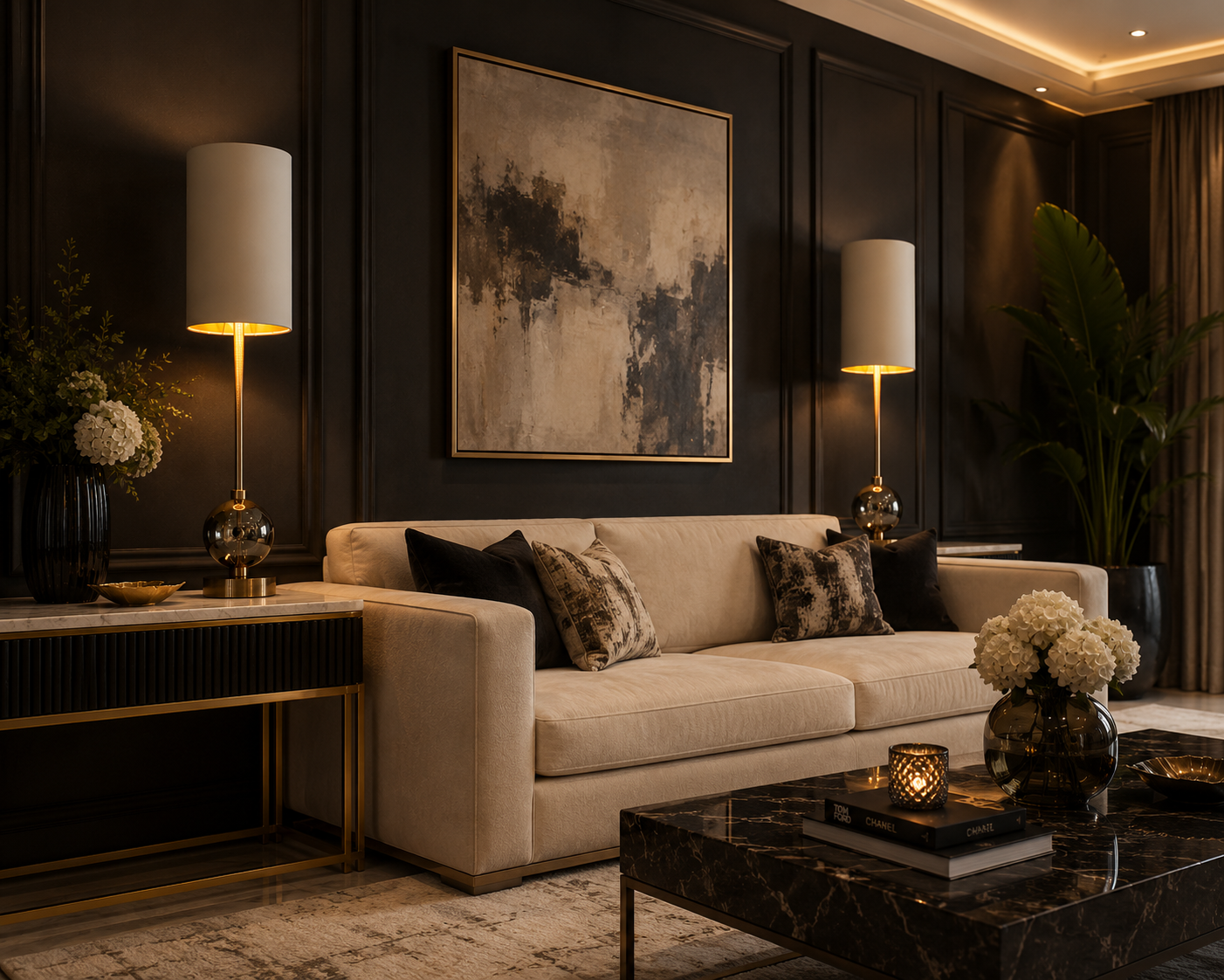 RV Astley Jarama Table Lamp – Luxury Marble, Crystal & Gunmetal Designer Bedside Lamp