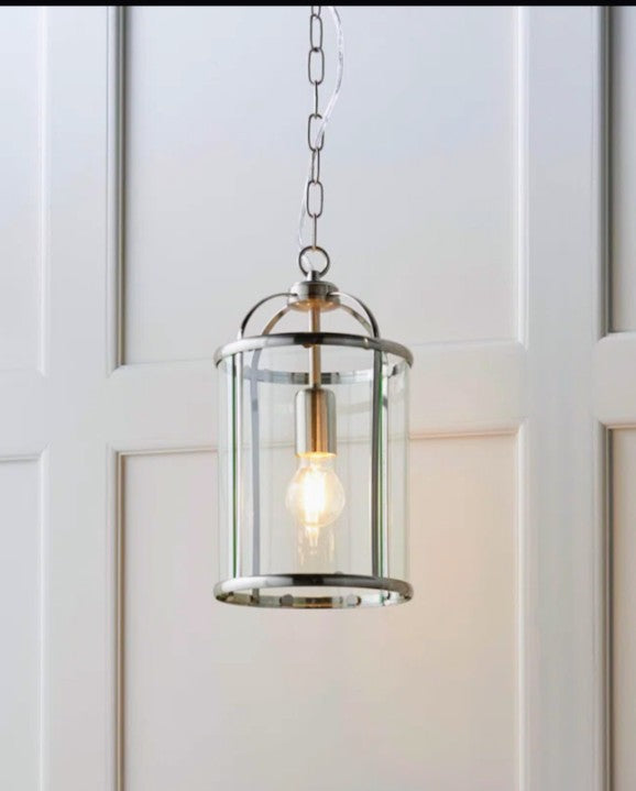 Bearse 1-Light Lantern Pendant Ceiling Light – Adjustable Metal & Glass