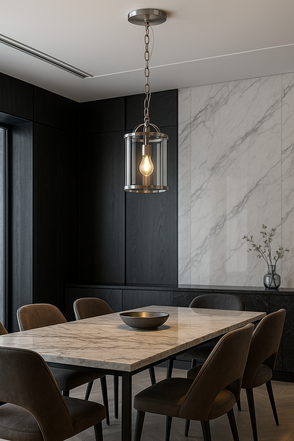 Bearse 1-Light Lantern Pendant Ceiling Light – Adjustable Metal & Glass