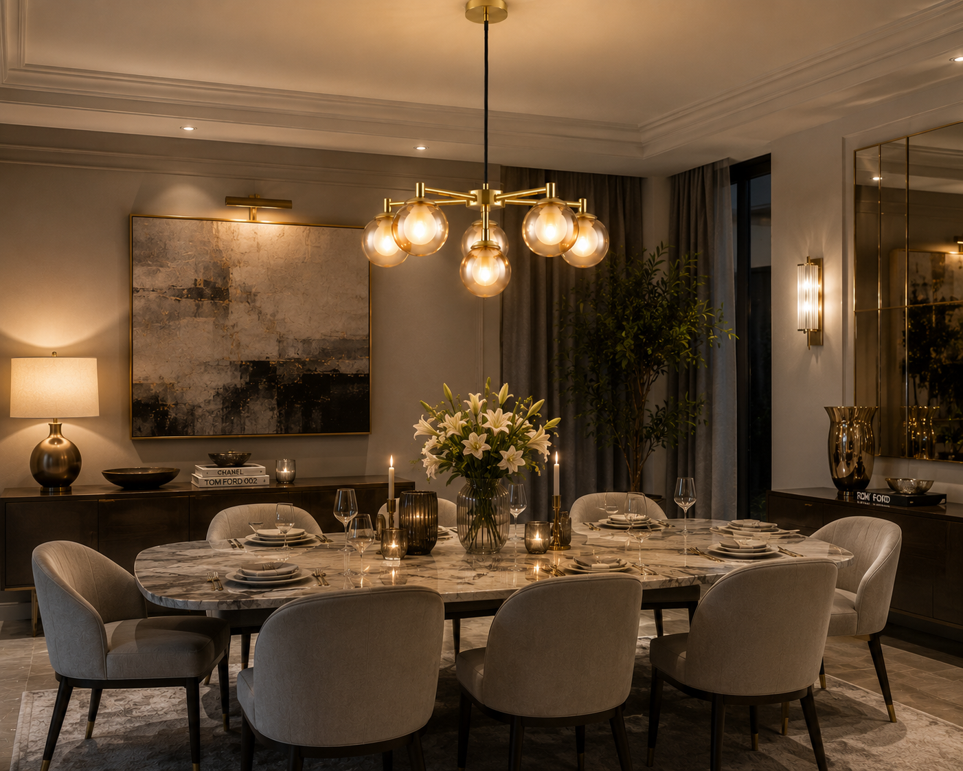 Very Home Double Glass 6 Light Chandelier Ceiling Light