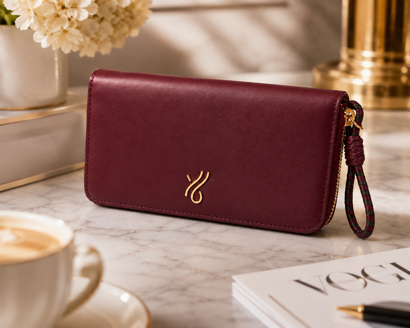Illicia London Nappa Leather Zip Around Wallet Burgundy Made in Italy BNIB Gift