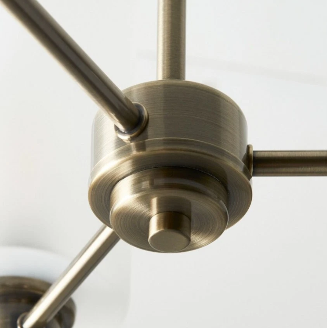 Kingsholm 3-Light Antique Brass Semi-Flush Ceiling Light | Dimmable Ceiling Light | Frosted Glass Shades | ES27 | Luxury Lighting