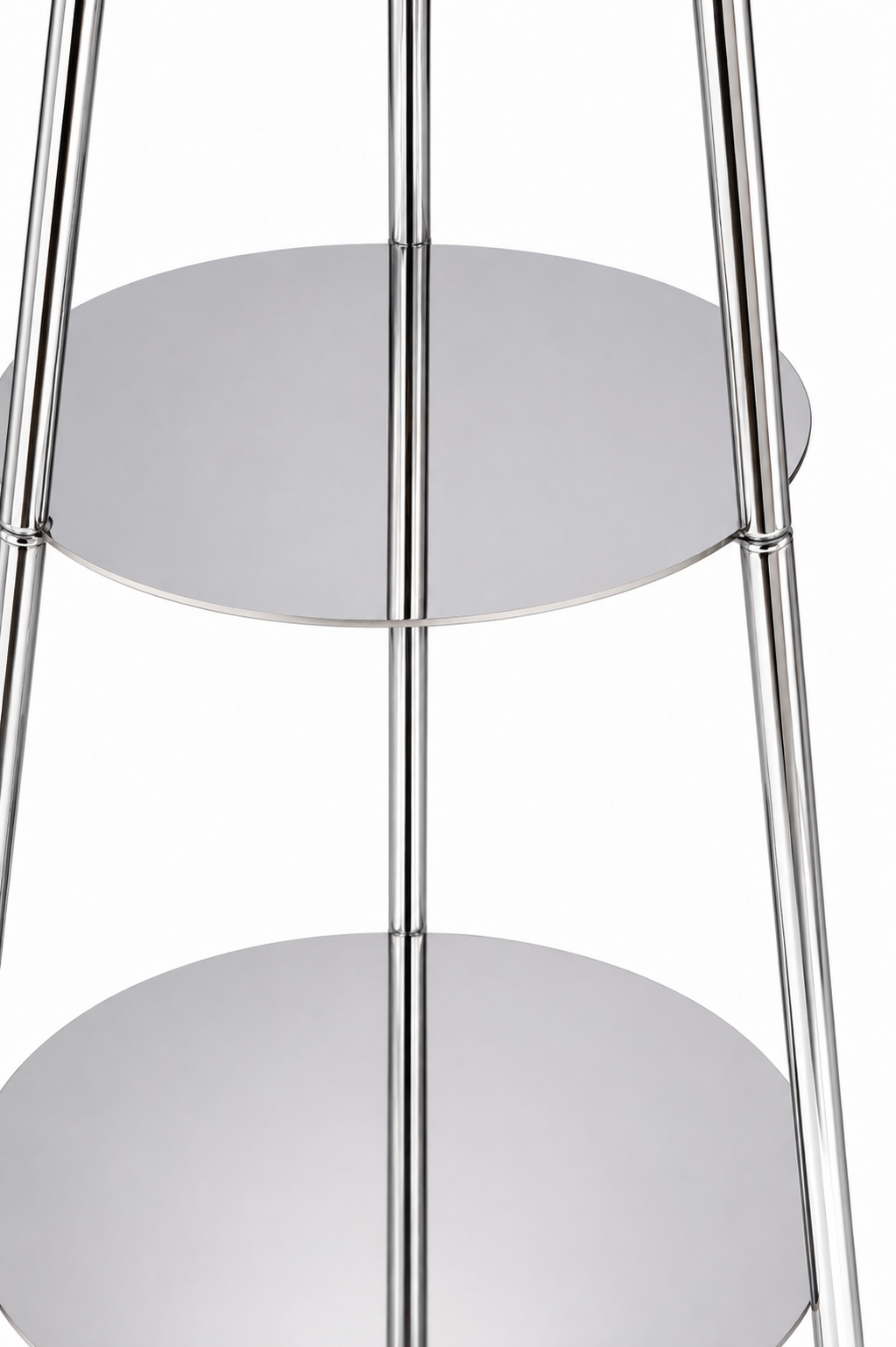 The Very Collection Metal Tapered Shelf Floor Lamp with Glass Shelves – Modern Chrome Floor Lamp with Cream Fabric Shade – 155cm