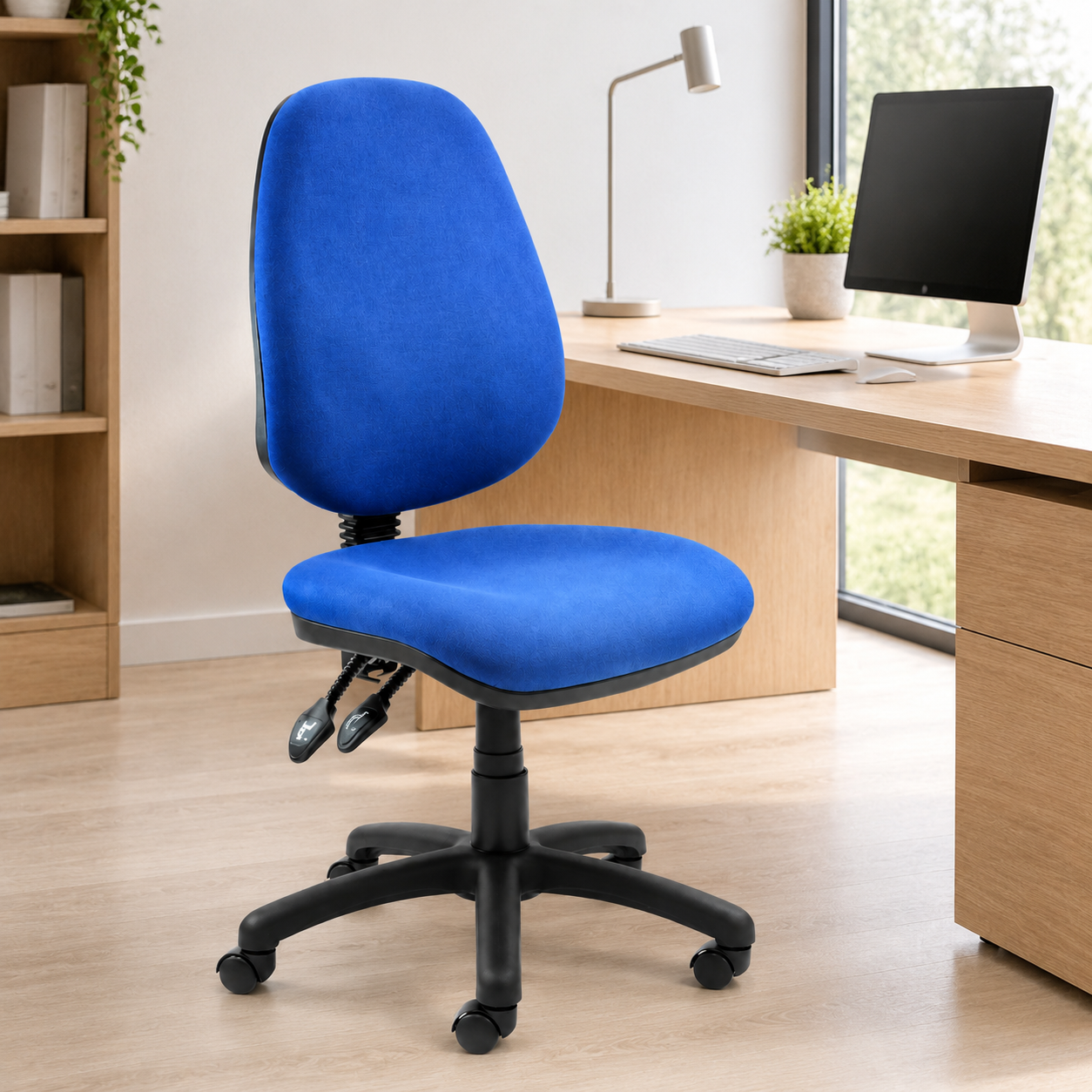 Blue Operator Office Chair – 2-Lever PCB Adjustable High Back