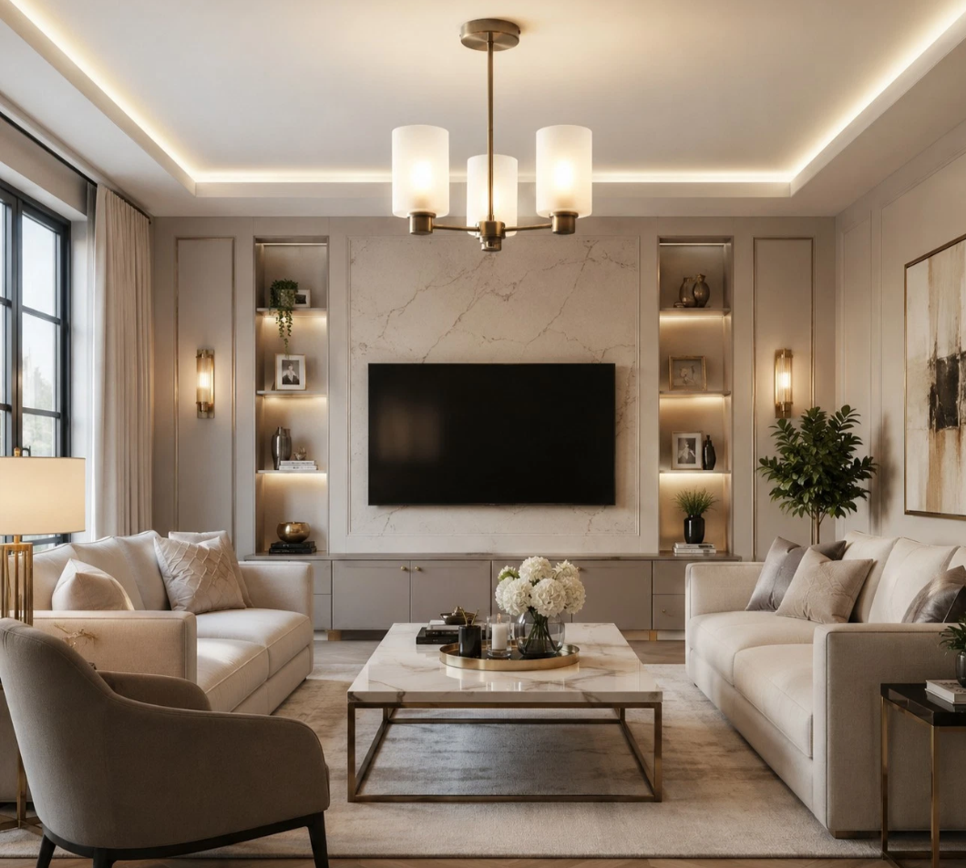 Kingsholm 3-Light Antique Brass Semi-Flush Ceiling Light | Dimmable Ceiling Light | Frosted Glass Shades | ES27 | Luxury Lighting