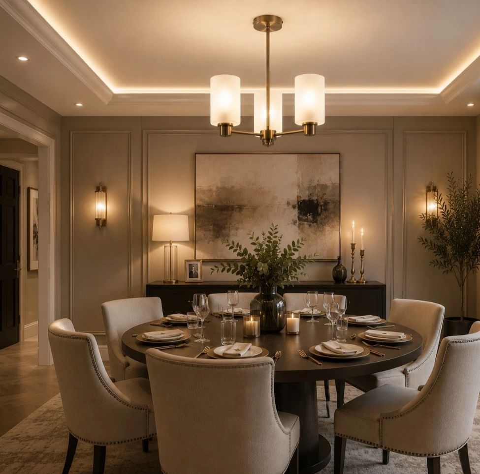 Kingsholm 3-Light Antique Brass Semi-Flush Ceiling Light | Dimmable Ceiling Light | Frosted Glass Shades | ES27 | Luxury Lighting