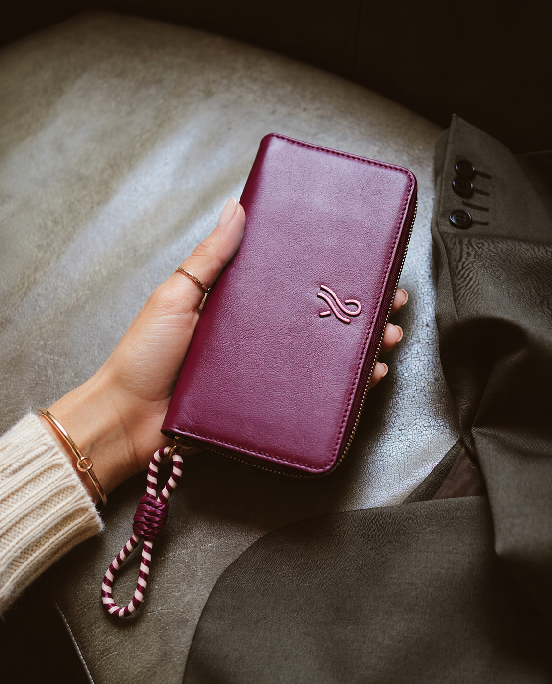 Illicia London Nappa Leather Zip Around Wallet Burgundy Made in Italy BNIB Gift