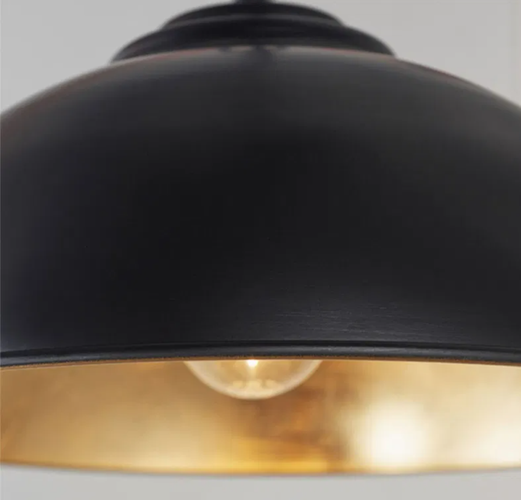 Endon Colman Black & Gold Leaf Ceiling Pendant Light – Dimmable E27 Luxury Statement Lamp